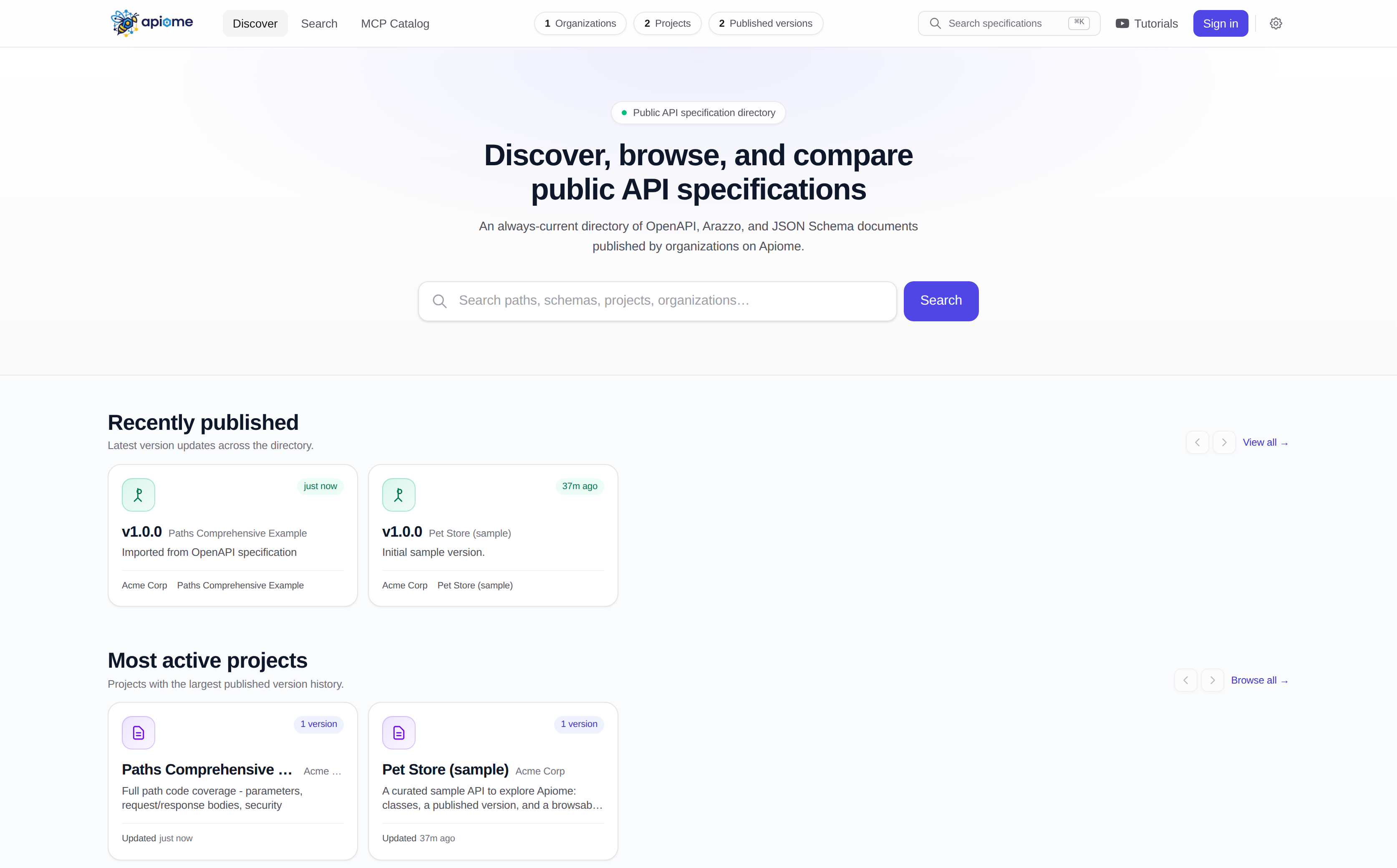 Public API Browser — explore OpenAPI specifications