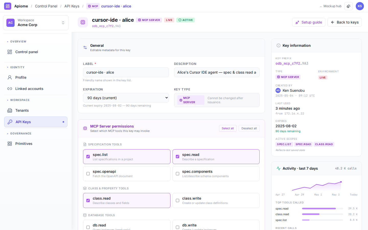API Keys — Edit key