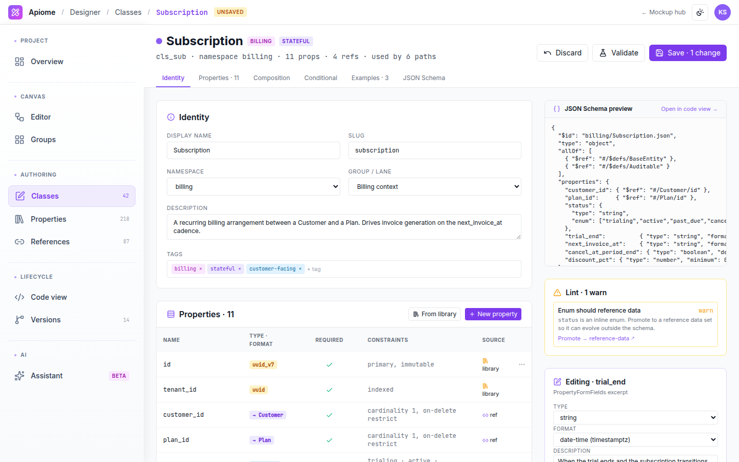 Designer — Class editor