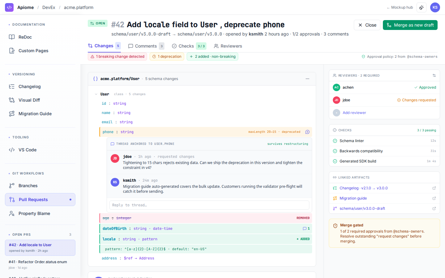 DevEx — Schema pull request