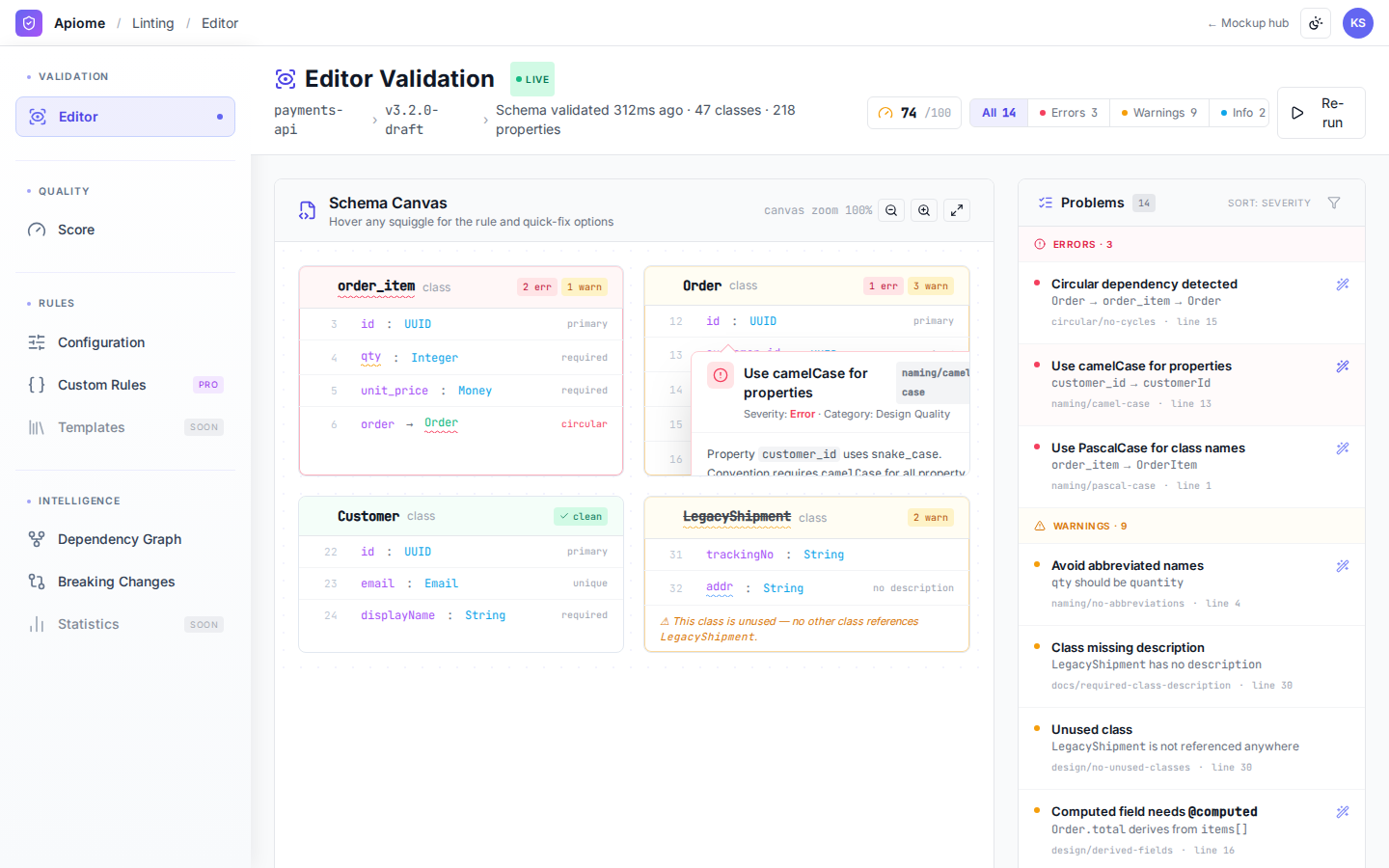 Linting — Editor validation
