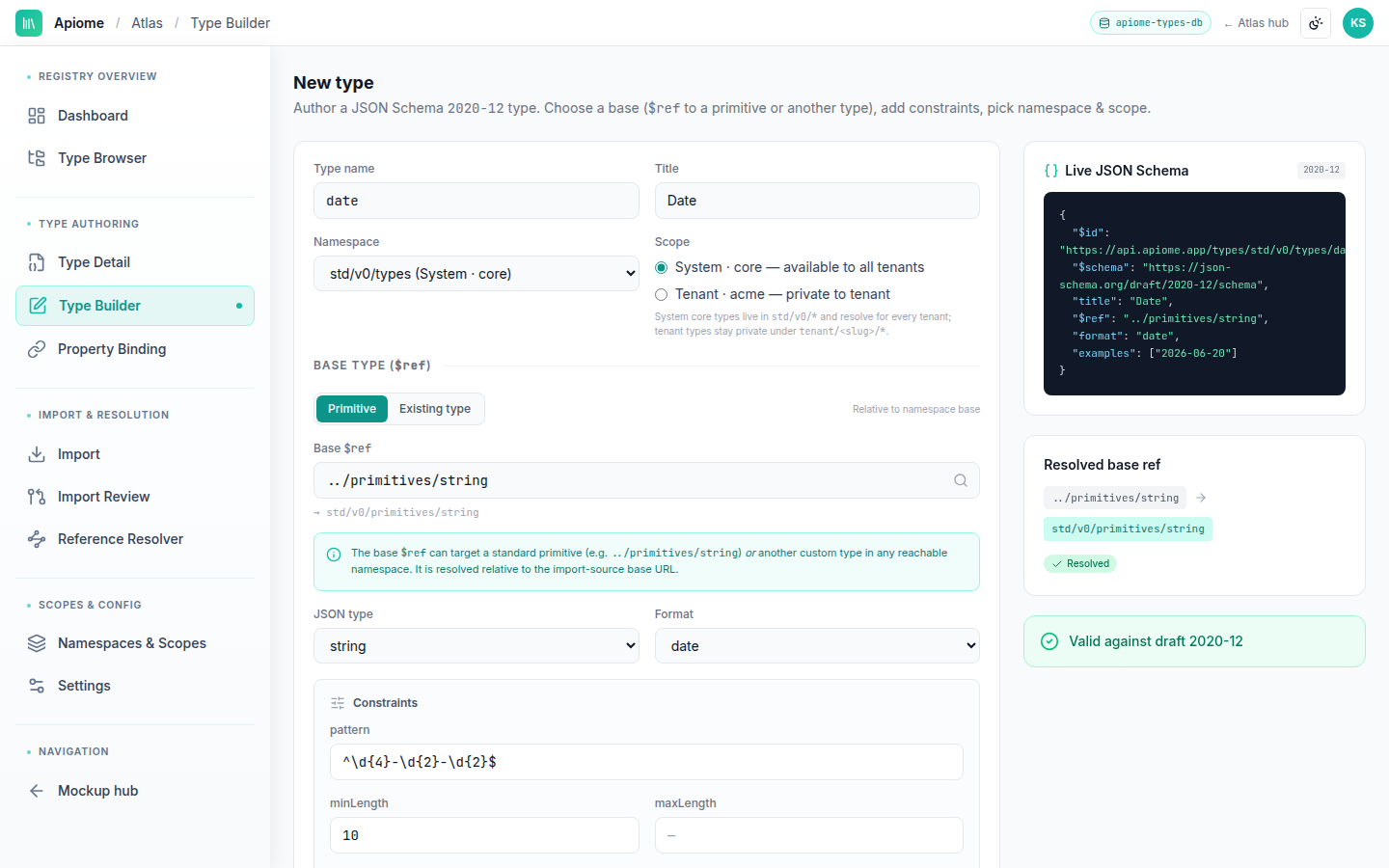Atlas — Type builder
