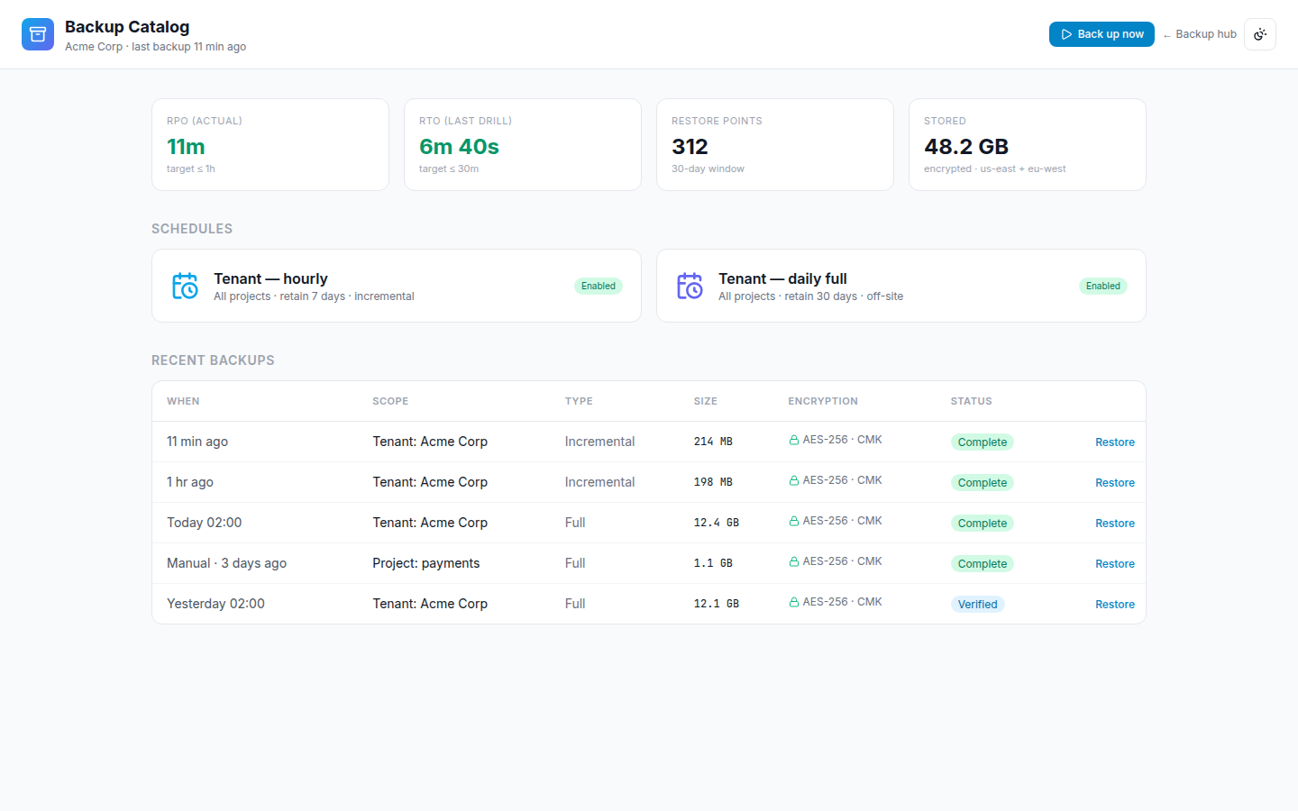 Apiome Backup preview