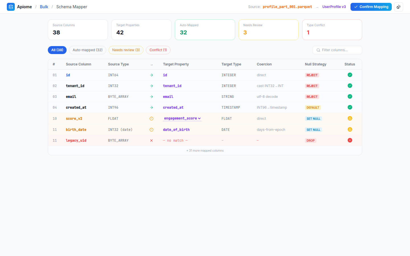 Bulk — Schema mapper