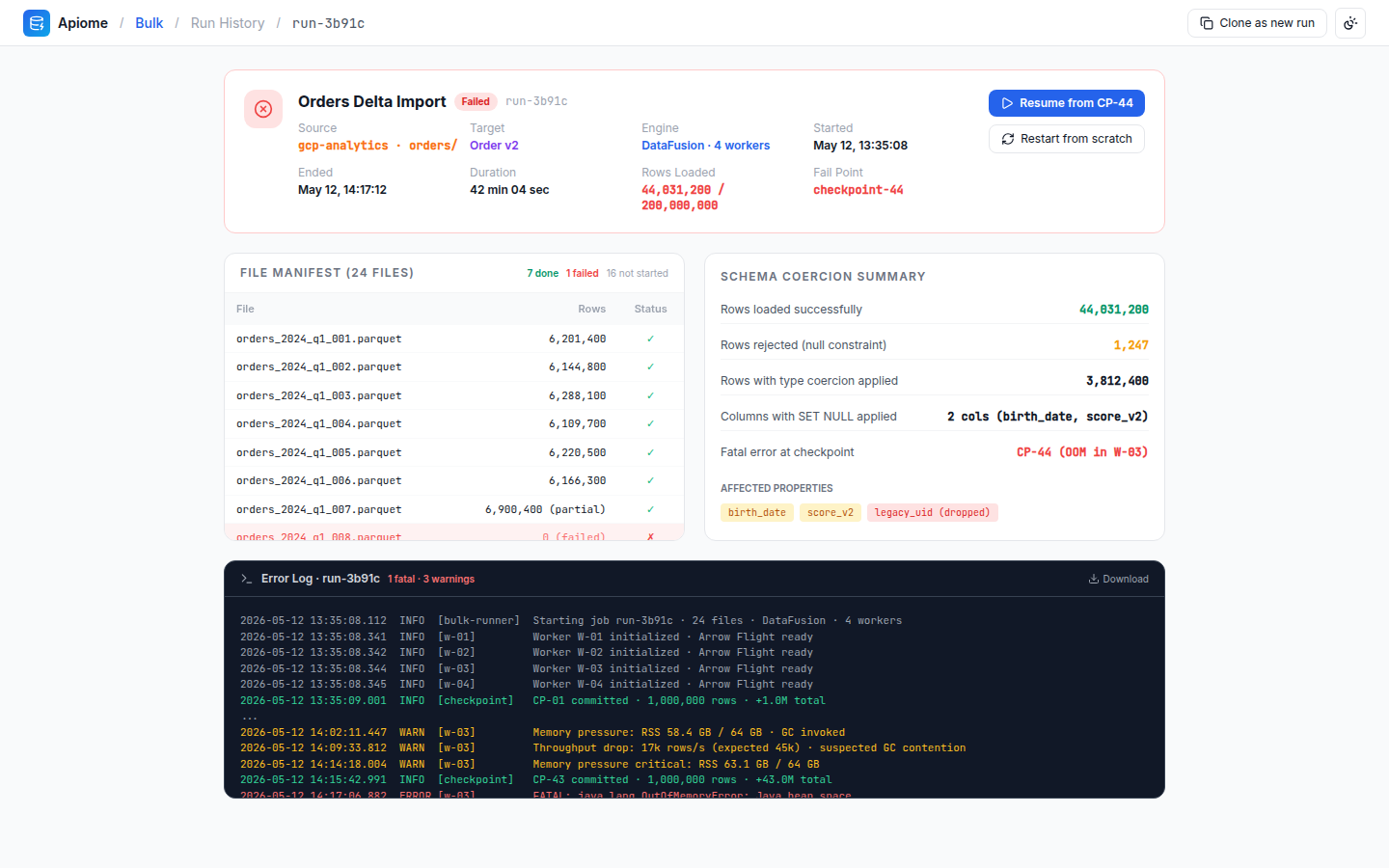 Bulk — Run detail