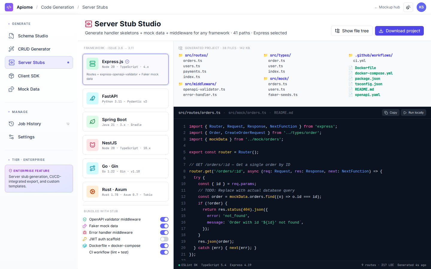 Code Generation — Server stubs