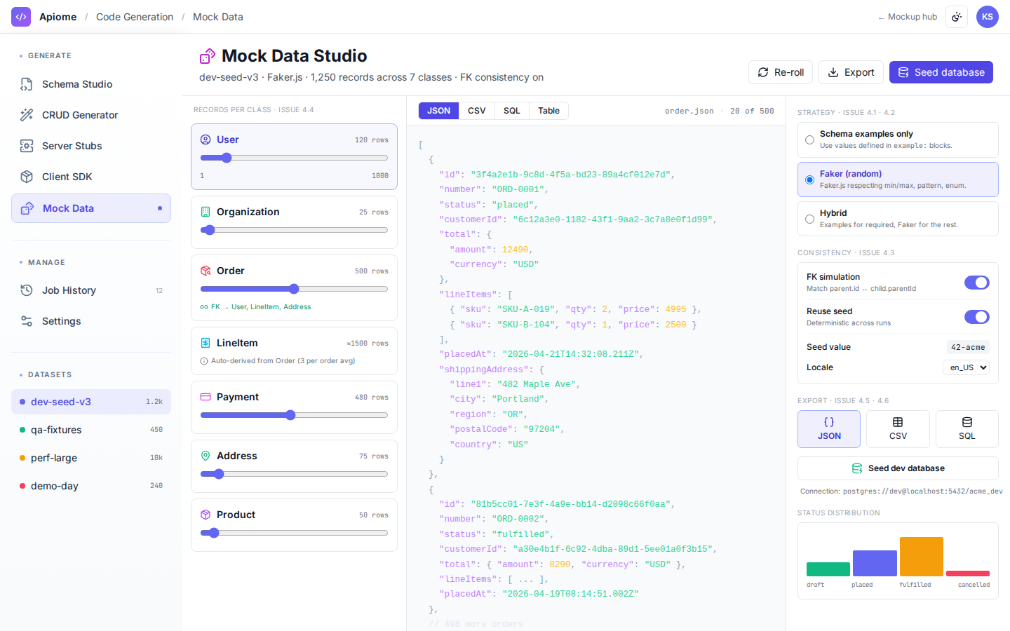 Code Generation — Mock data