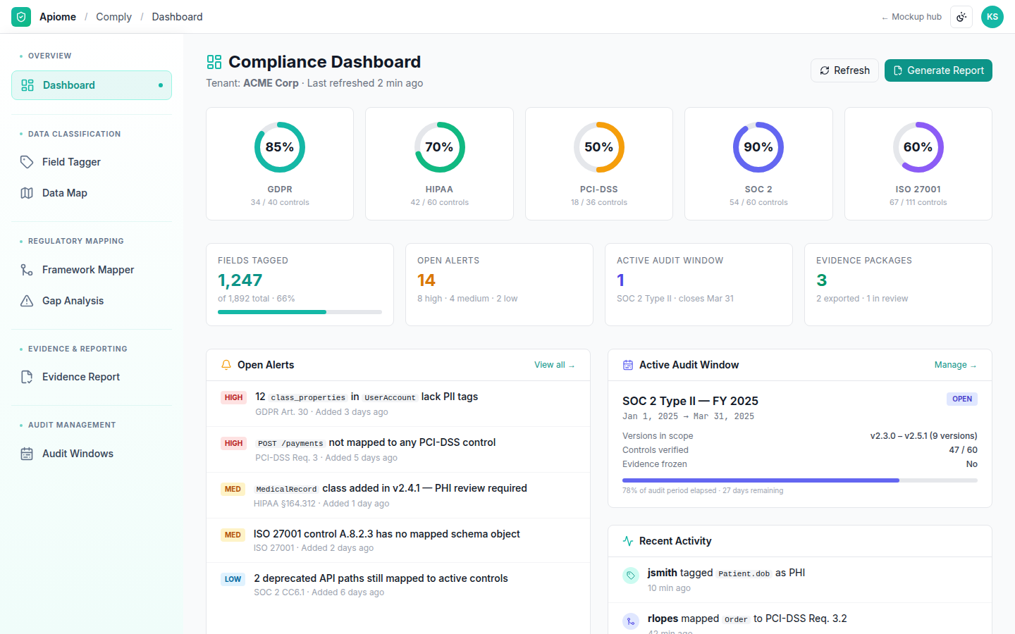 Apiome Comply preview
