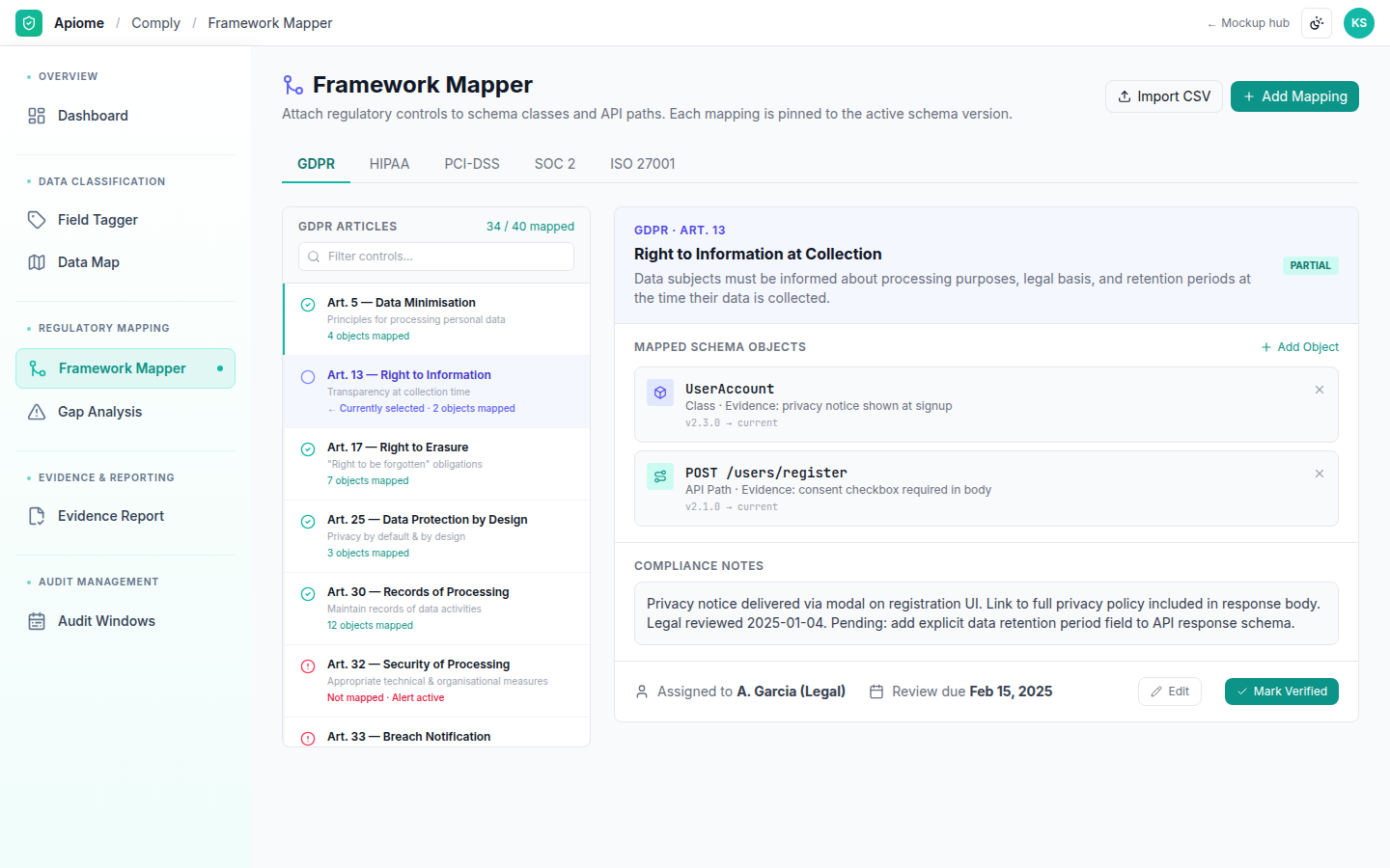 Comply — Framework mapper
