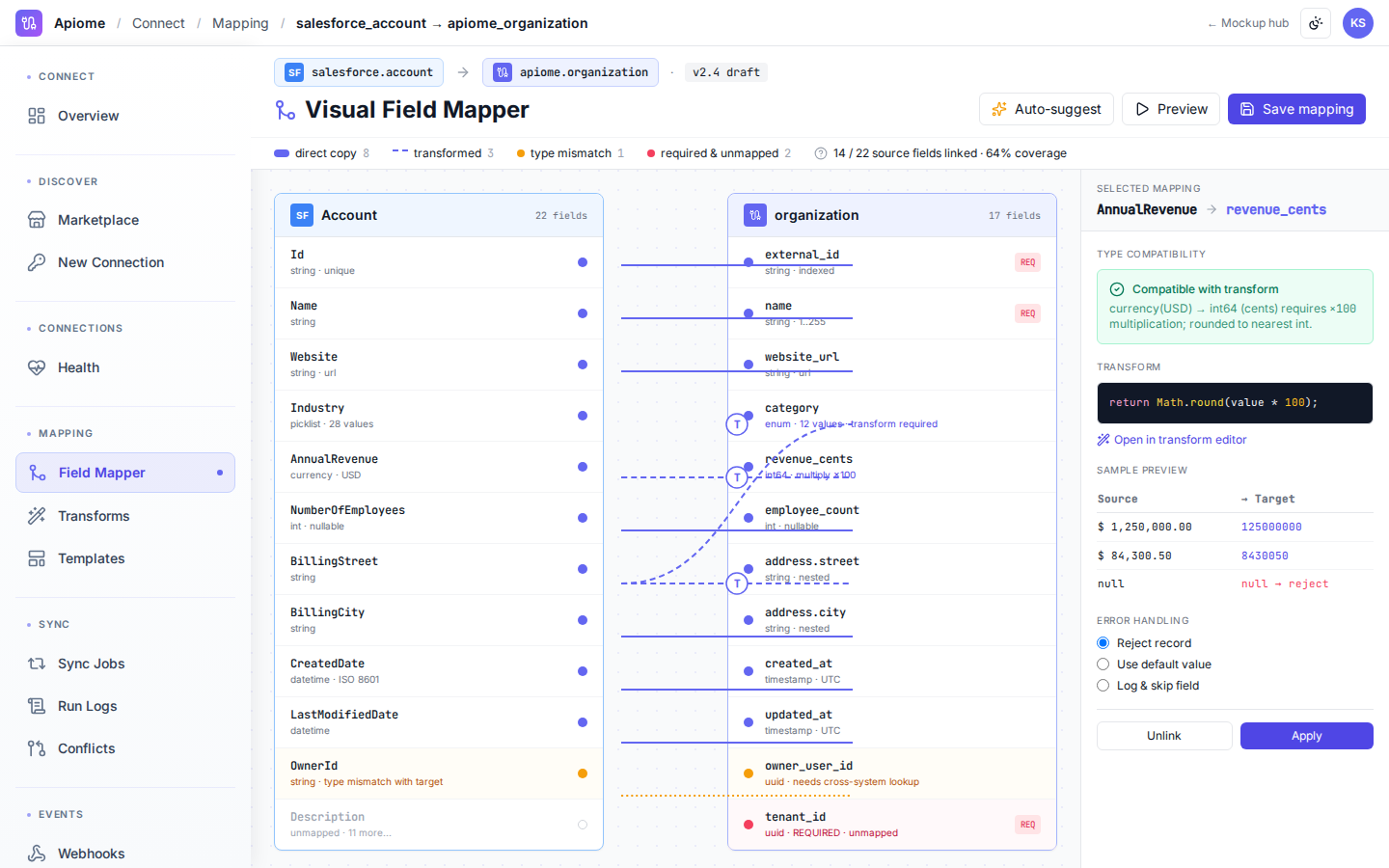 Connect — Mapping editor