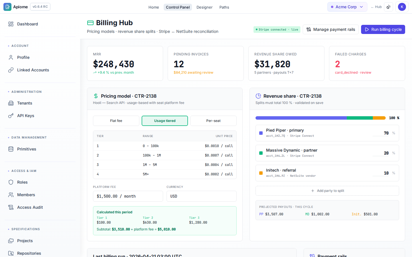 Contracts — Billing & invoices