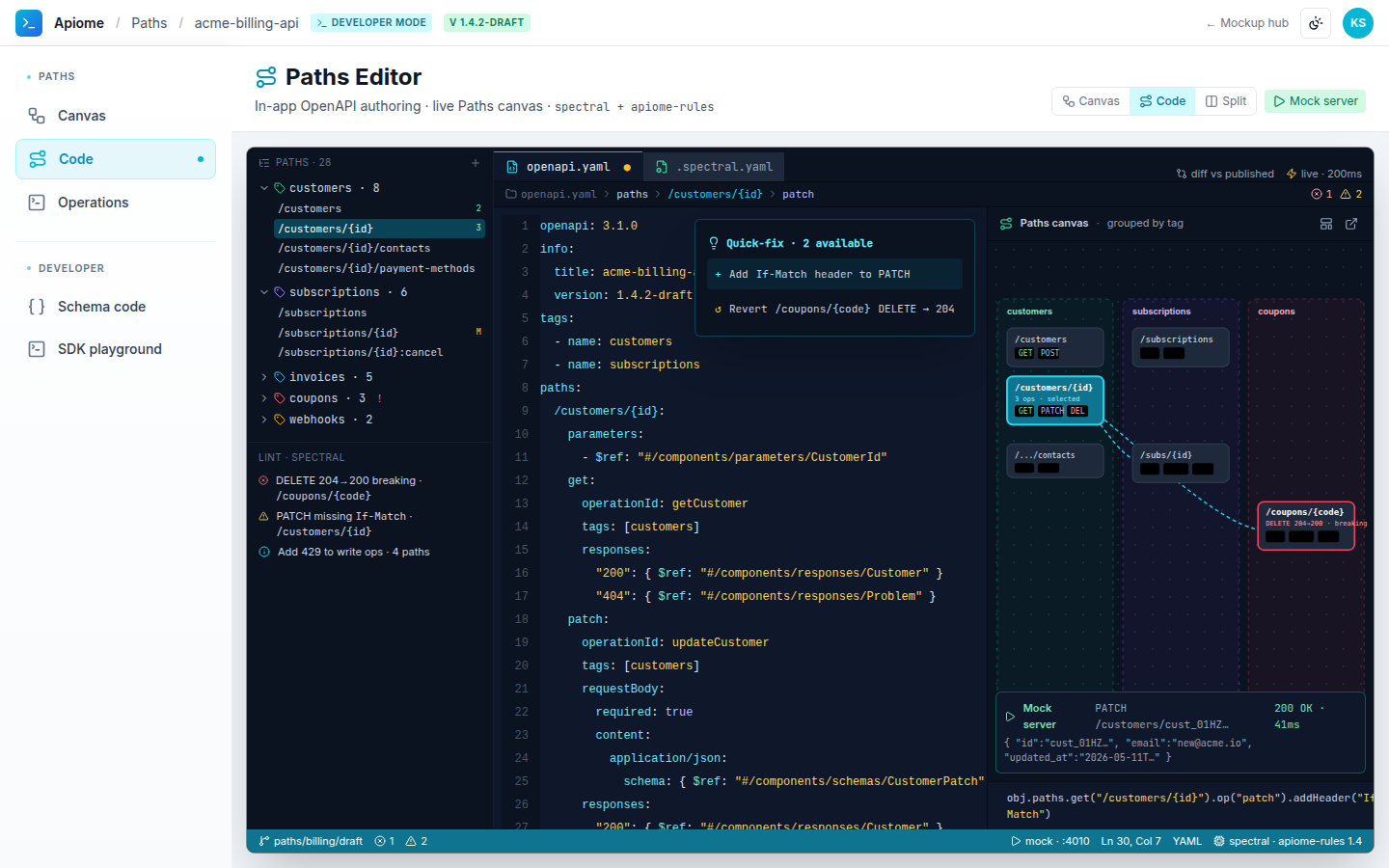 Developer — Paths editor