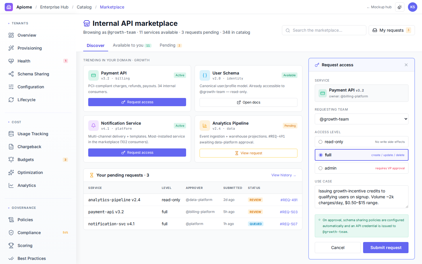 Enterprise Hub — Internal marketplace
