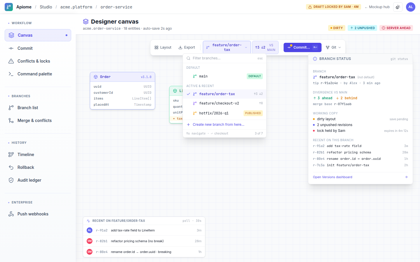 Apiome Git preview