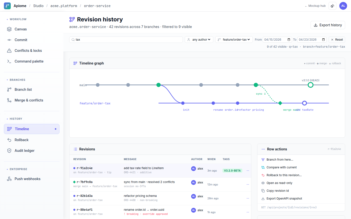 Git — Revision history