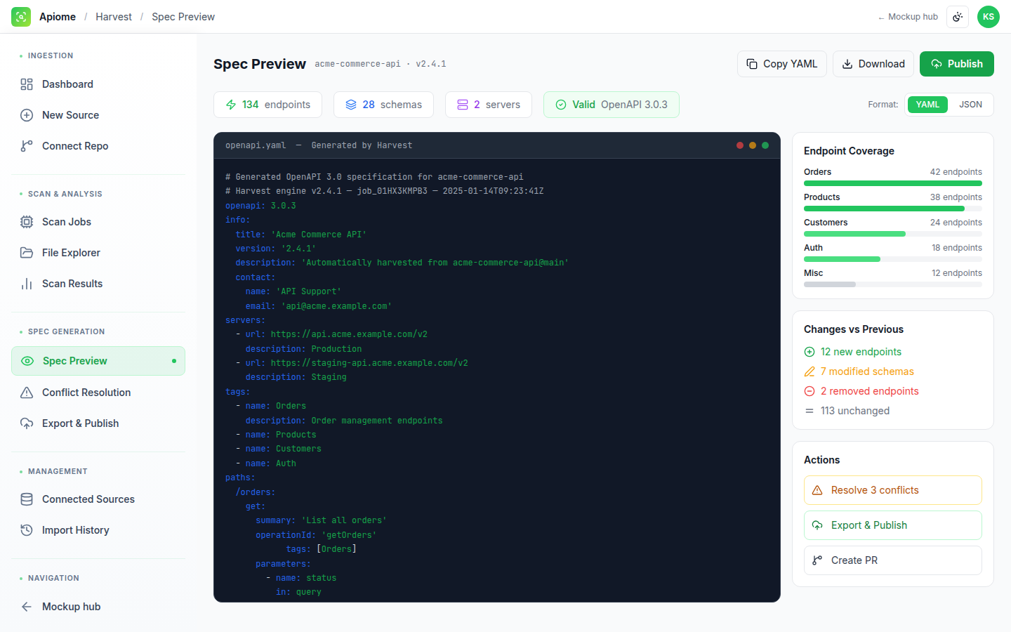 Harvest — Spec preview