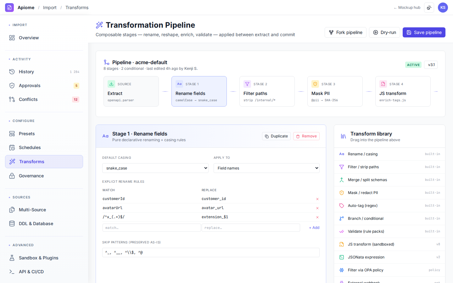 Import — Transforms