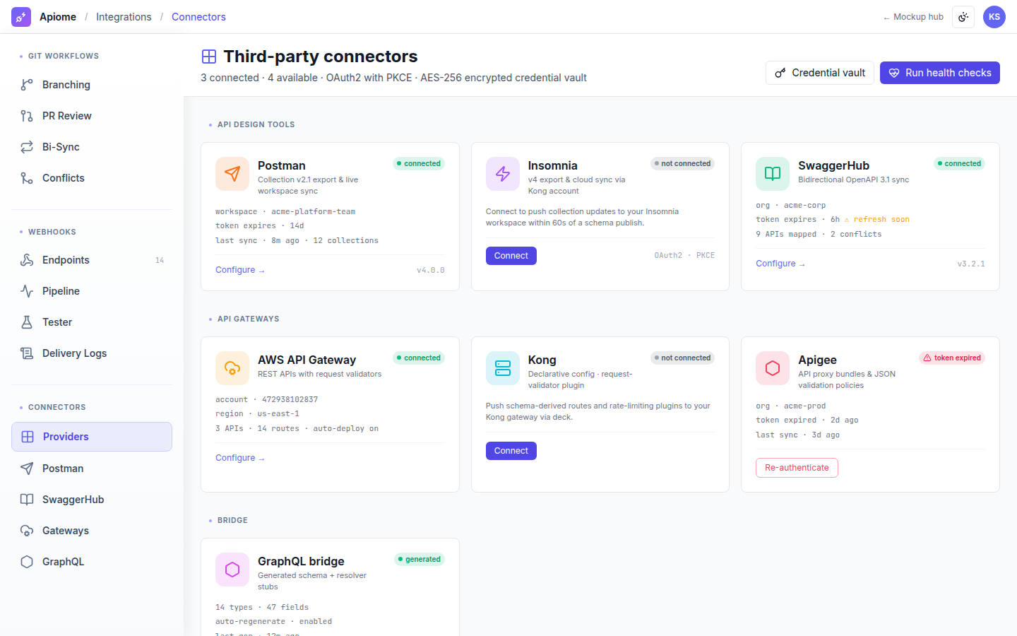 Apiome Integrations preview