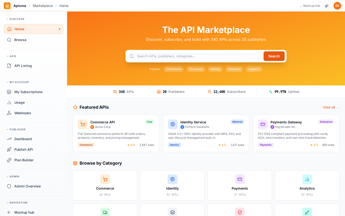 Apiome Marketplace preview