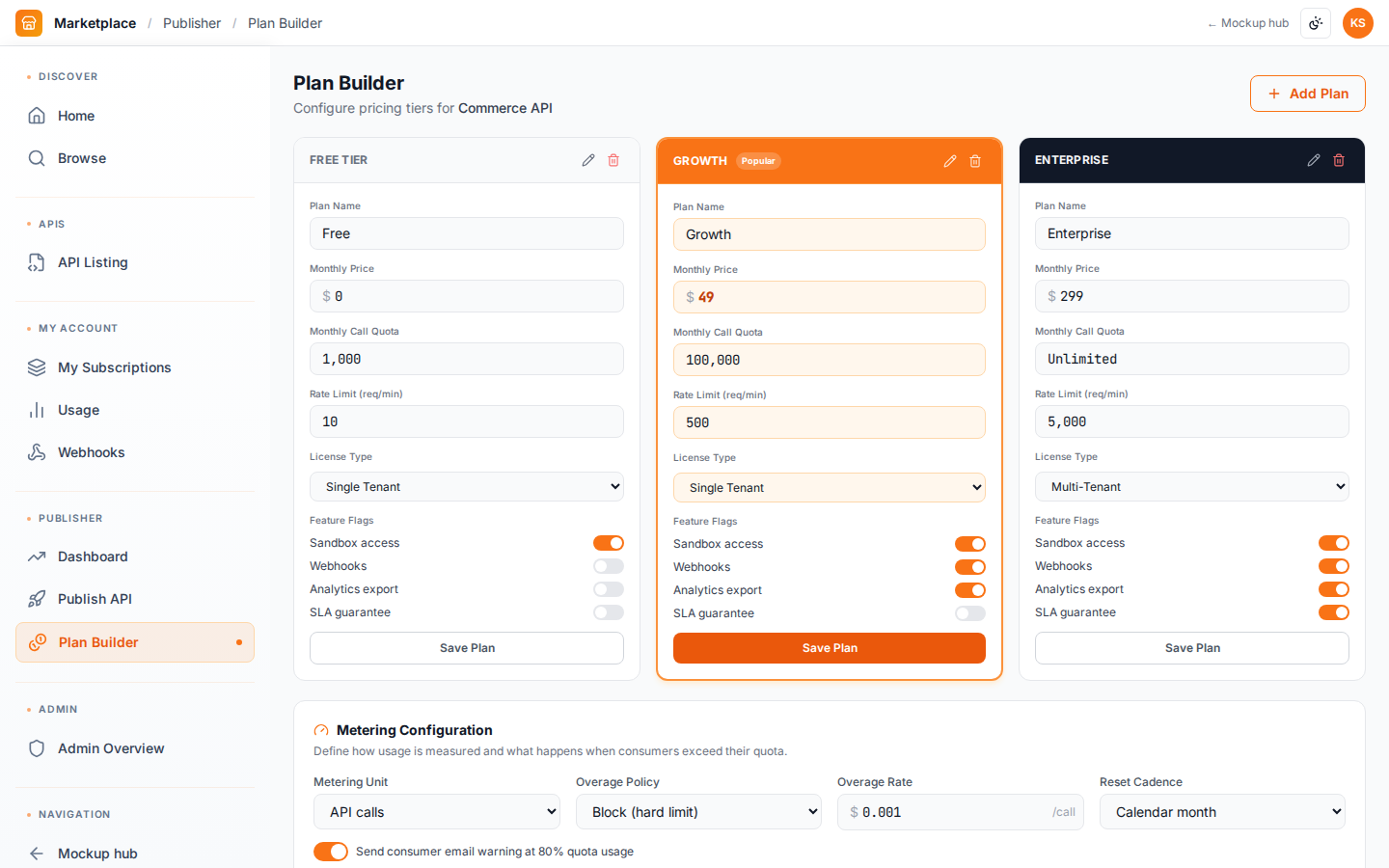 Marketplace — Plan builder