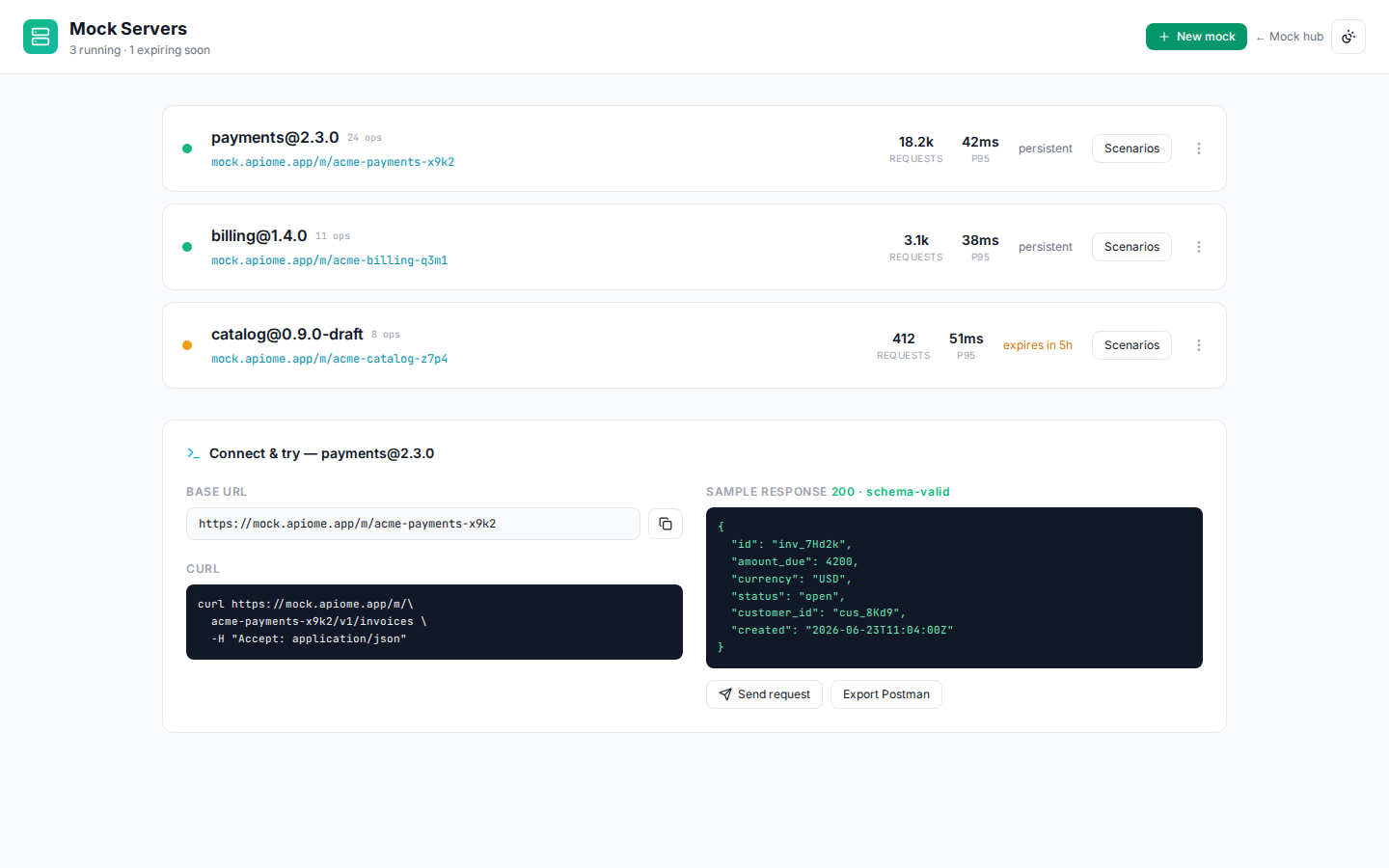 Apiome Mock Server preview