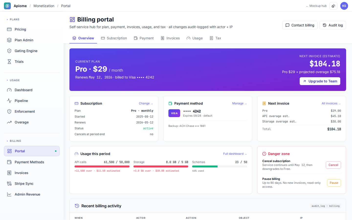 Monetization — Billing portal