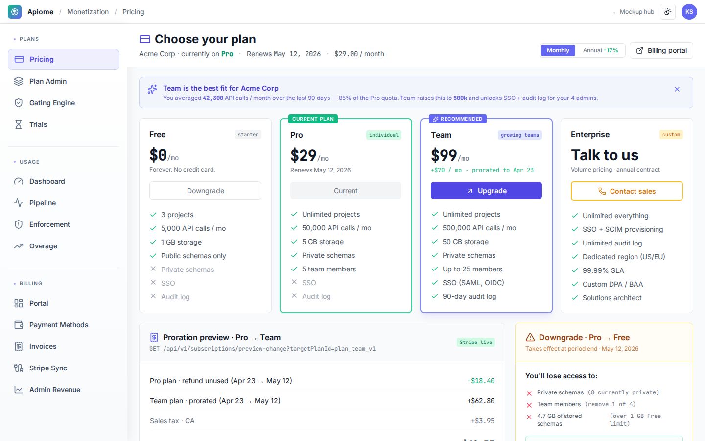 Monetization — Pricing page