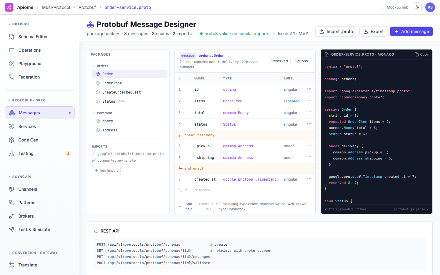 Multi-Protocol — Protobuf designer