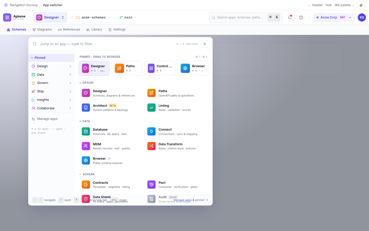 Navigation — App switcher
