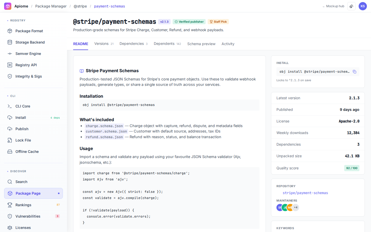 Package Manager — Package detail