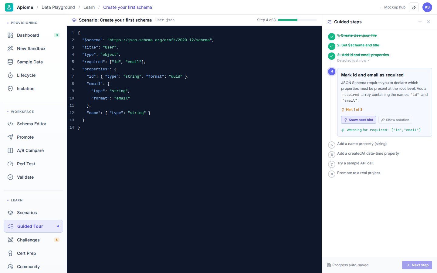 Playground — Guided tutorial