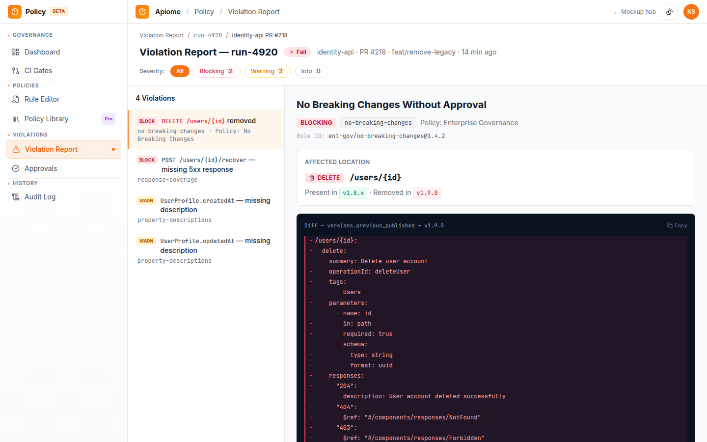 Policy — Violation report