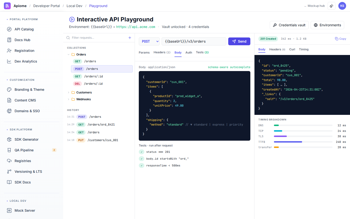 Developer Portal — API playground