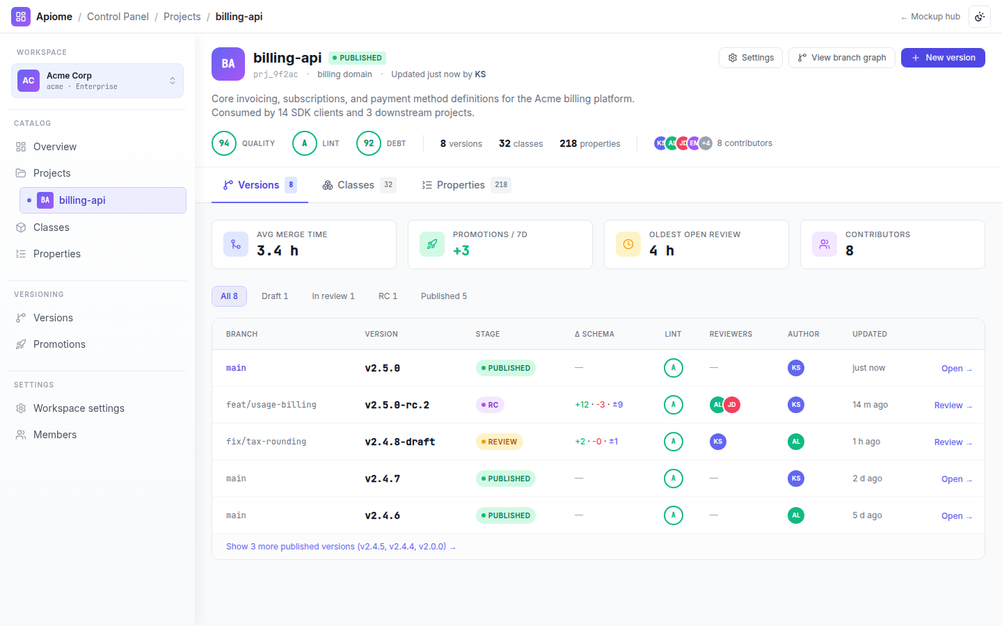 Apiome Projects preview