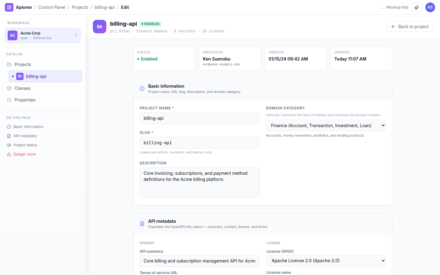 Projects — Edit project