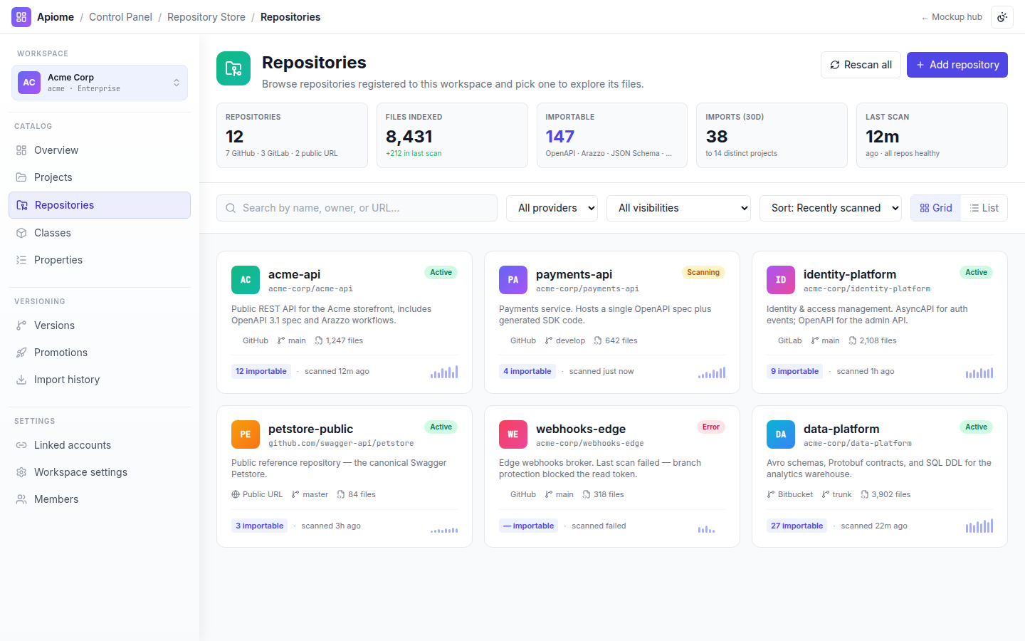 Apiome Repositories preview