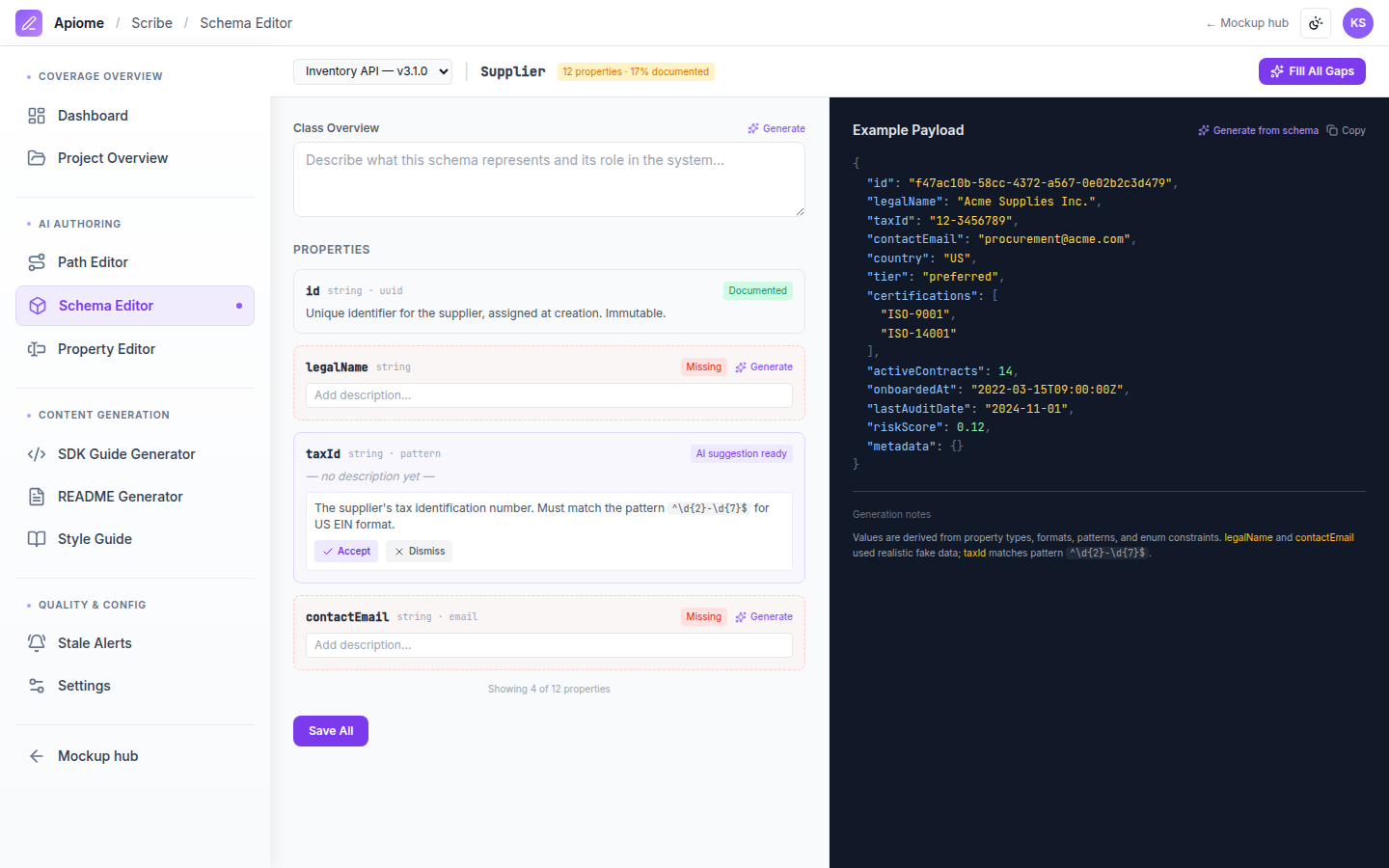 Scribe — Schema editor